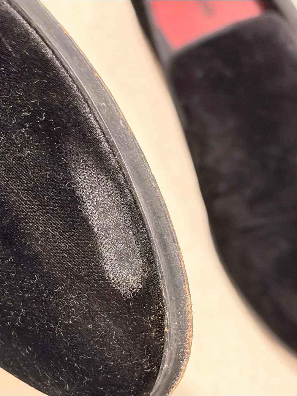 Magnanni Black Velvet Slip-On Loafers with Red Leather Lining